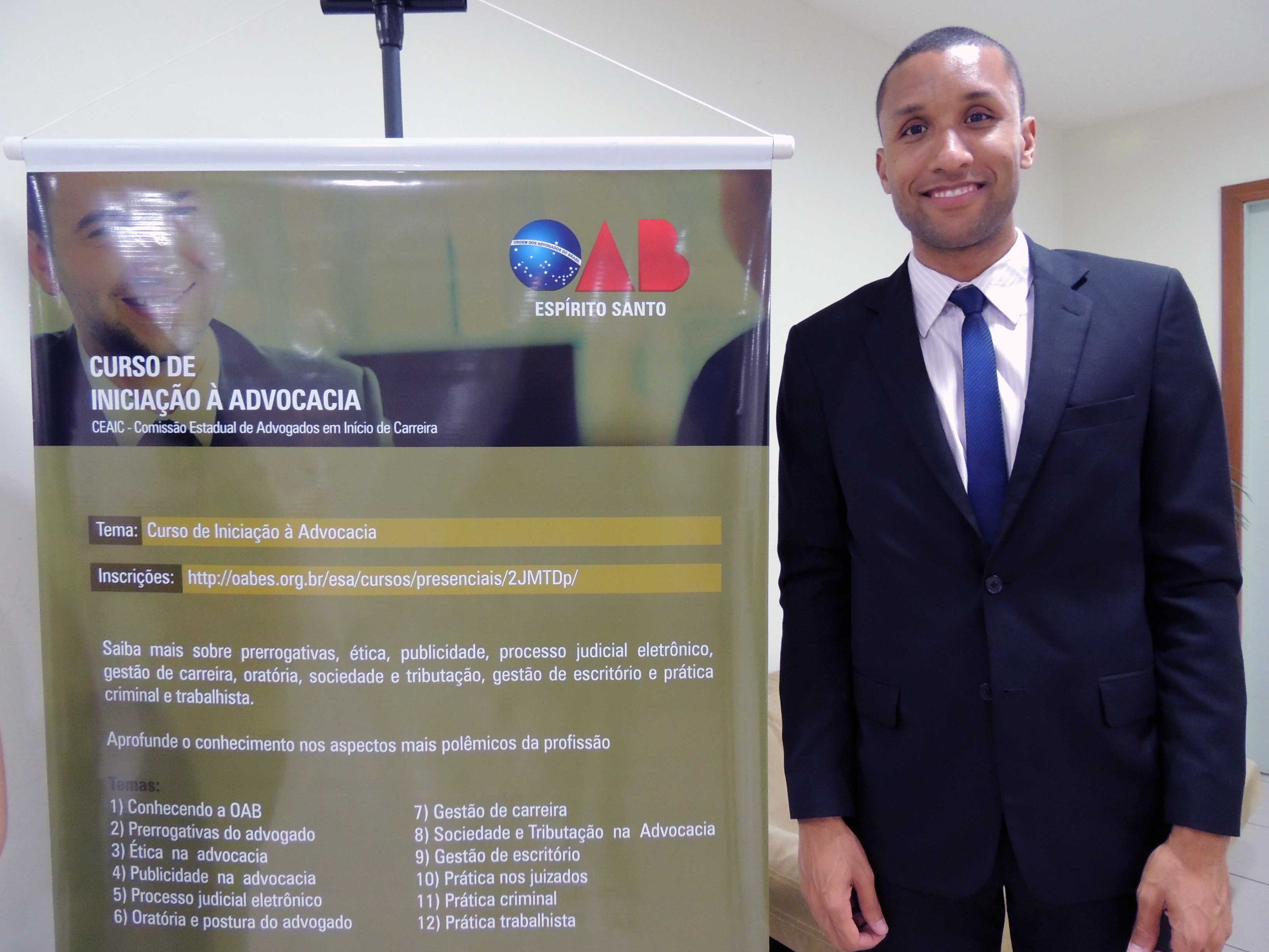 Jonas de Paula disse que o curso d&aacute; um norte para jovens advogados. Foto: Divulga&ccedil;&atilde;o.