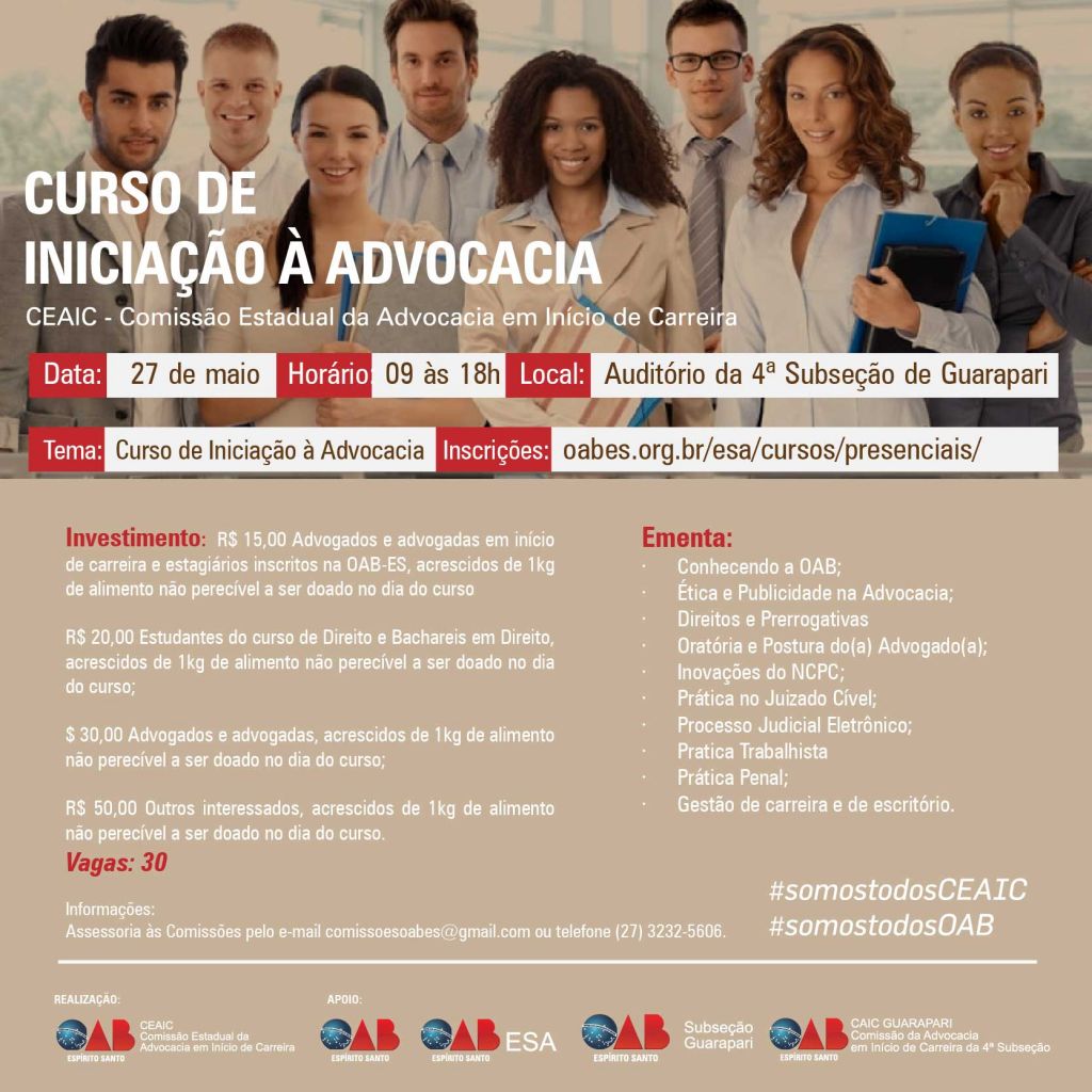 Curso tamb&eacute;m ser&aacute; realizado em Guarapari. Foto: Divulga&ccedil;&atilde;o. 