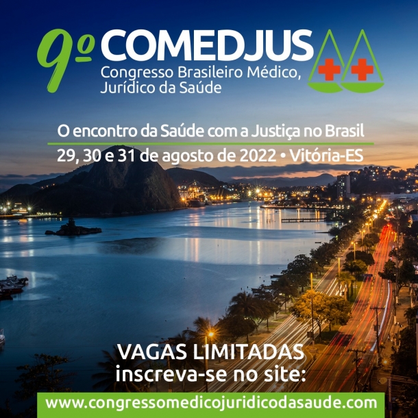 As inscrições para o 9° Congresso Brasileiro Médico e Jurídico da Saúde em Vitória estão abertas