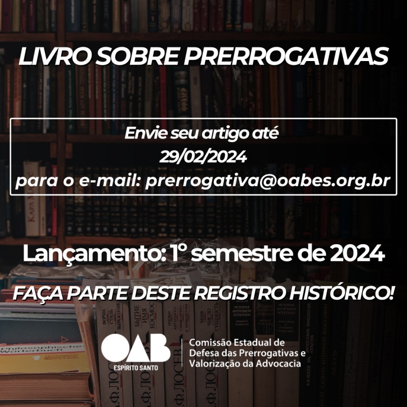 OAB-ES lança edital para submissão de artigos científicos sobre direitos e prerrogativas dos advogados