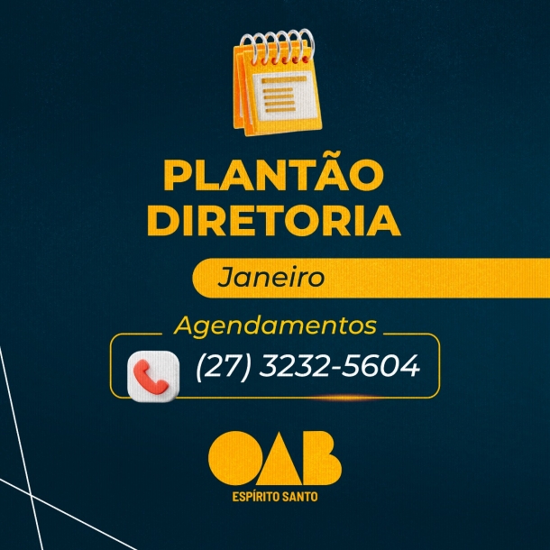 OAB-ES divulga horários de plantão da Diretoria no mês de janeiro