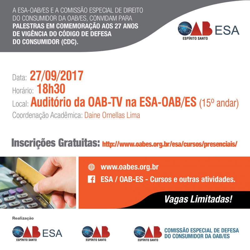 Participe dos cursos da ESA/OAB-ES. Foto: Divulgação.