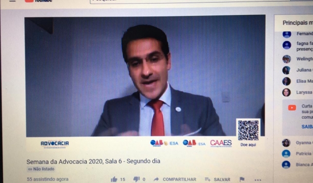 Trabalhos das comissões da OAB-ES são temas dos debates no segundo dia da Semana da Advocacia 2020