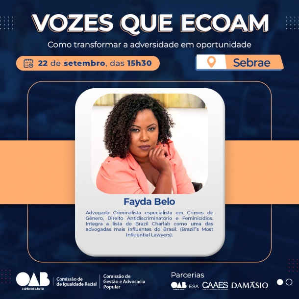 Inovação social como instrumento da promoção da igualdade será tema de mais uma edição do evento “Vozes que Ecoam”