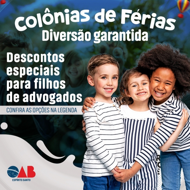OAB-ES anuncia colônias de férias com descontos especiais para filhos de advogados. Saiba as opções