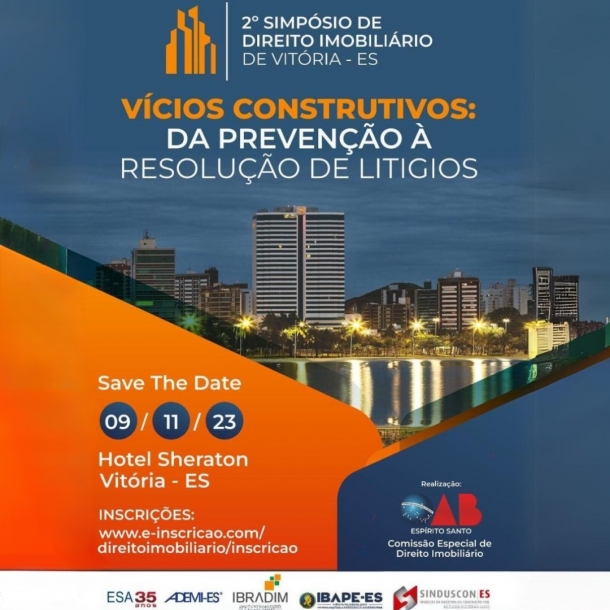 2º Simpósio de Direito Imobiliário de Vitória acontece no dia 9 de novembro