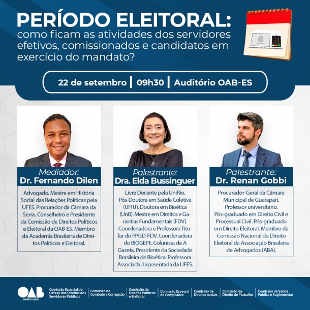 Comissões da OAB-ES realizam palestras sobre o Período Eleitoral