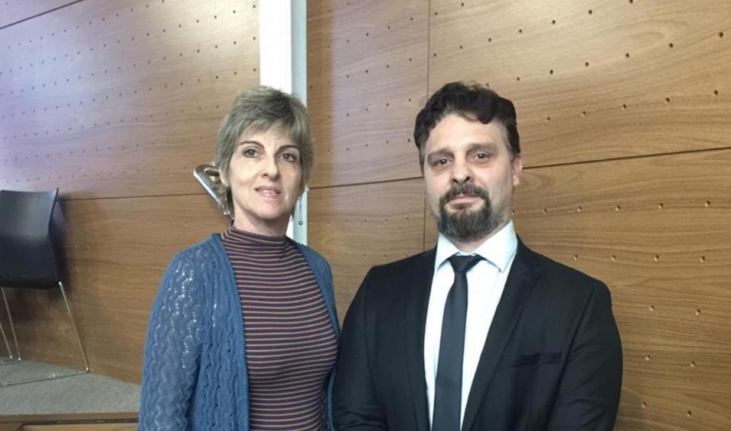 A secretária de Estado da Ciência, Tecnologia, Inovação e Educação Profissional (Secti), Cristina Engel de Alvarez, esteve com o presidente da Comissão de Direito Cultural e Propriedade Intelectual da OAB-ES, Juliano Regattieri Oliveira