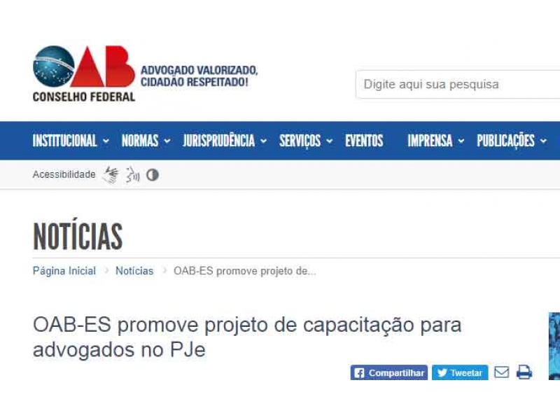 Site do Conselho Federal da OAB. Foto: Reprodução.
