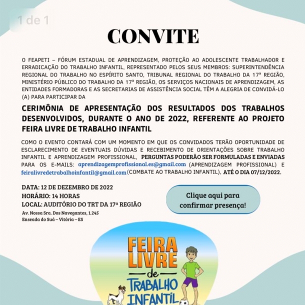 Apresentação dos trabalhos do Projeto 