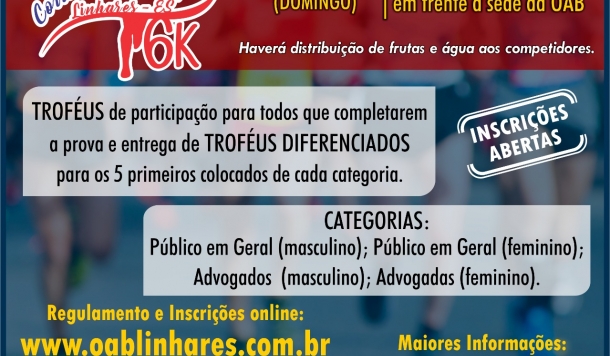Vem aí a 3ª Corrida dos Advogados de Linhares