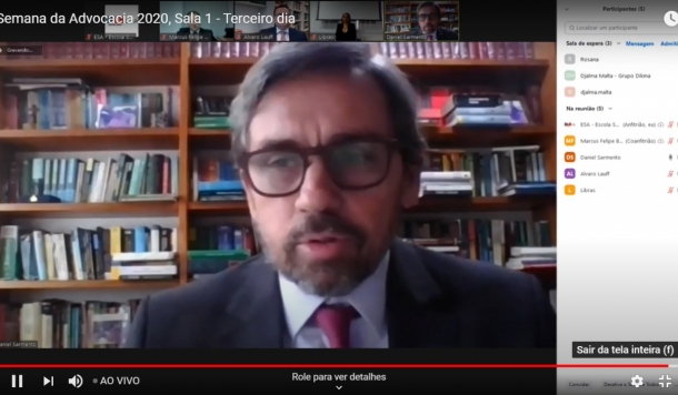 Daniel Sarmento abre o terceiro de palestras da Semana da Advocacia 2020 
