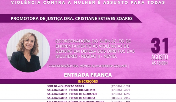 OAB/Guarapari realiza evento com o tema “Mulheres em Ação: violência contra a mulher é assunto para todas”