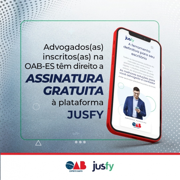 Parceria entre a OAB-ES e Jusfy oferece assinatura gratuita para uso de plataforma de solução jurídica