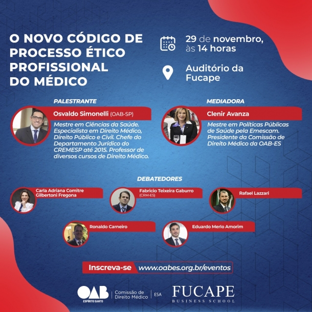 Novo Código Ético Profissional do Médico será tema de seminário em 29/11 na Fucape