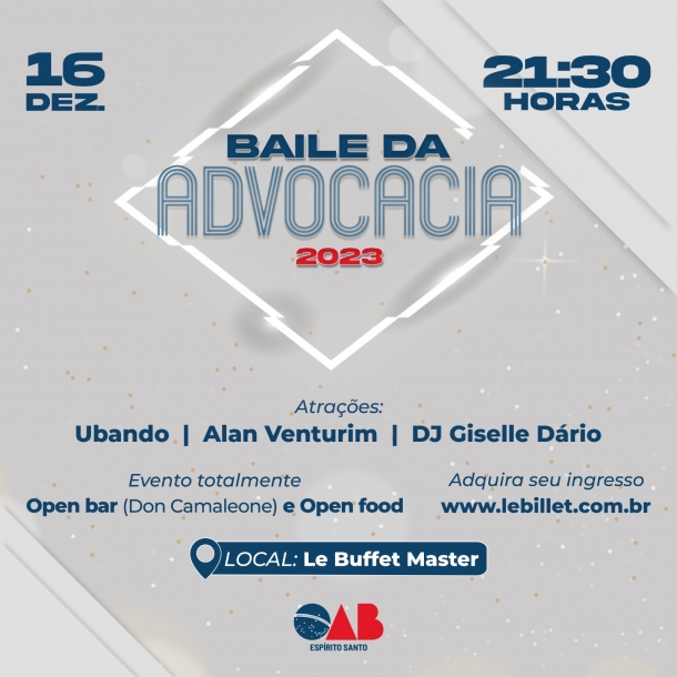 Baile da Advocacia será realizado no dia 16 de dezembro. Garanta seu ingresso!