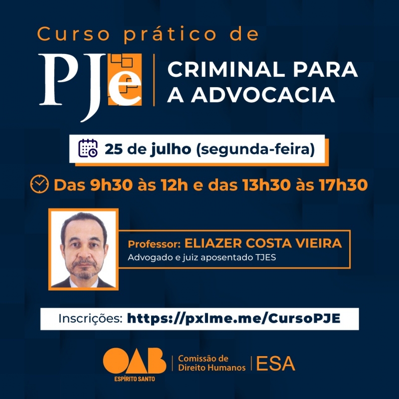 ESA e OAB-ES realizam nesta segunda-feira (25/07) o curso 
