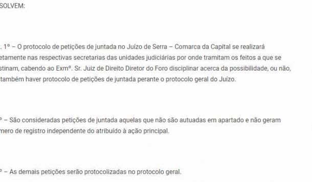 Após pedido da Subseção da Serra, petições poderão ser protocoladas em unidades judiciárias do município